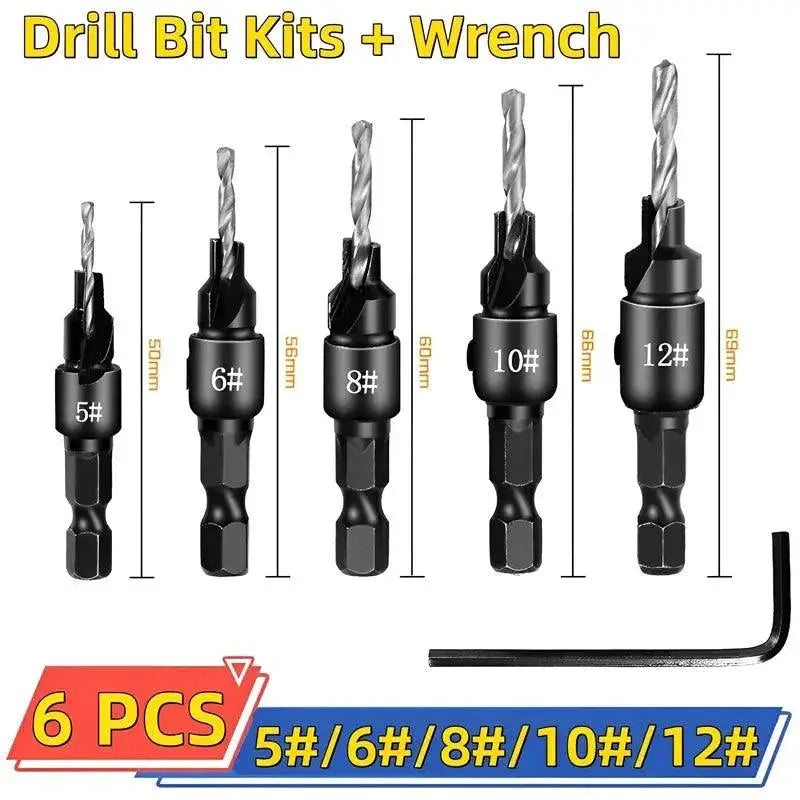Woodworking Countersink Drill Bit Set for Precision Drilling