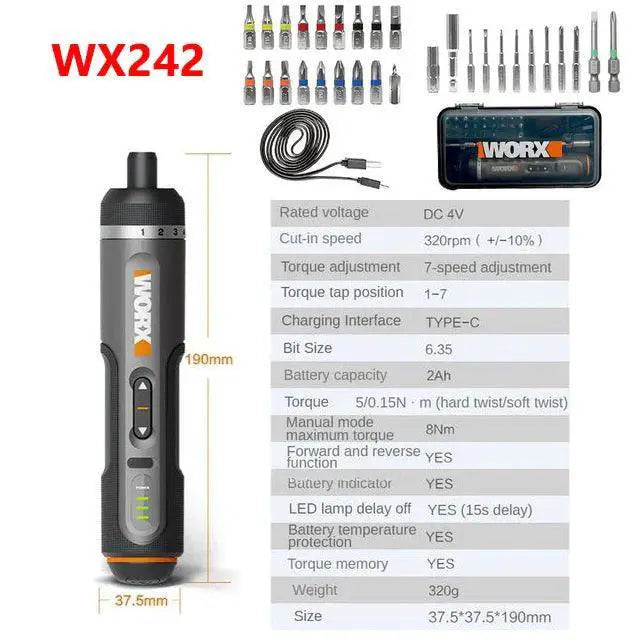 Worx 4V Mini Electrical Screwdriver Set WX240 WX242 Cordless