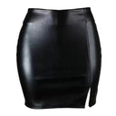 Wrapped Hip Skirt Leather Black Lady Nightclub Fashion