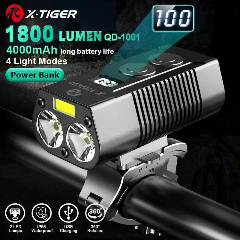 X Tiger Bike Light Headlight With Power Bank For Night Rides