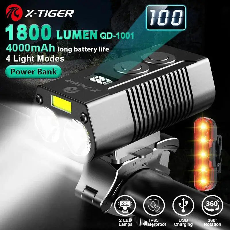 X Tiger Bike Light Headlight With Power Bank For Night Rides