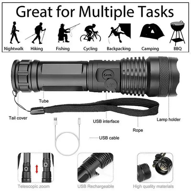 XHP100 LED Flashlight Ultimate Outdoor Torch For Adventures