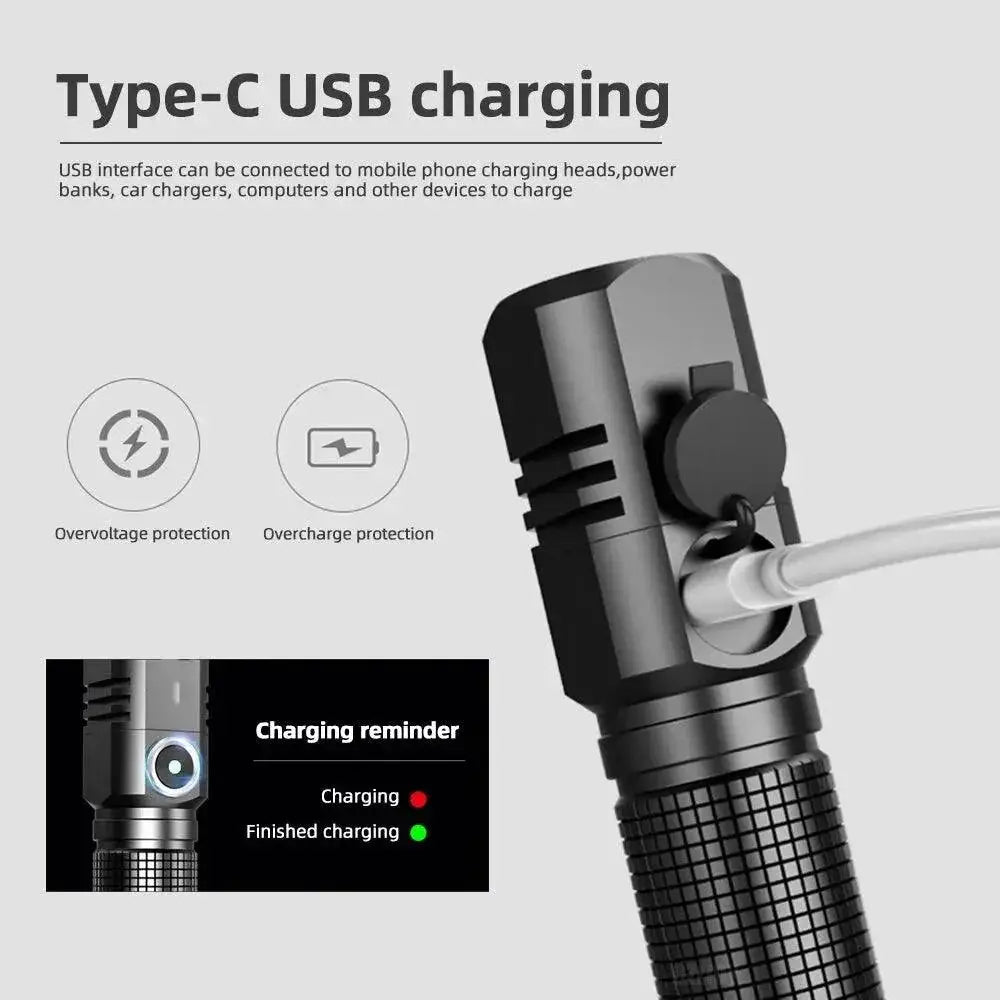 XHP50 LED Flashlight Rechargeable Torch For Fishing