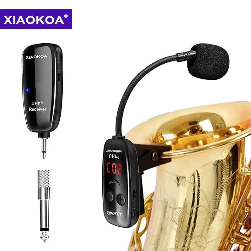 Xiaokoa UHF Wireless Saxophone Microphone System Clip On