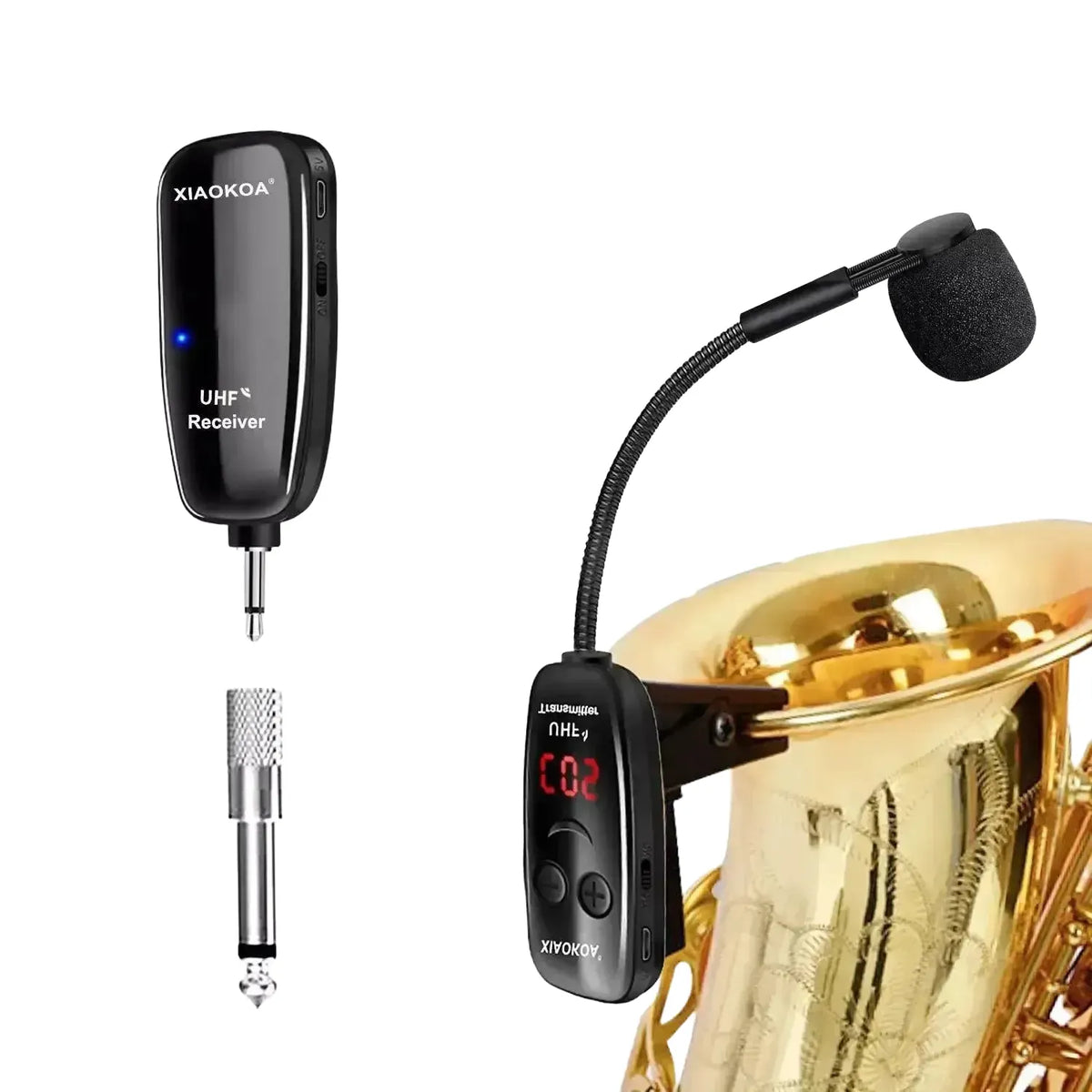 Xiaokoa UHF Wireless Saxophone Microphone System Clip On - black product image