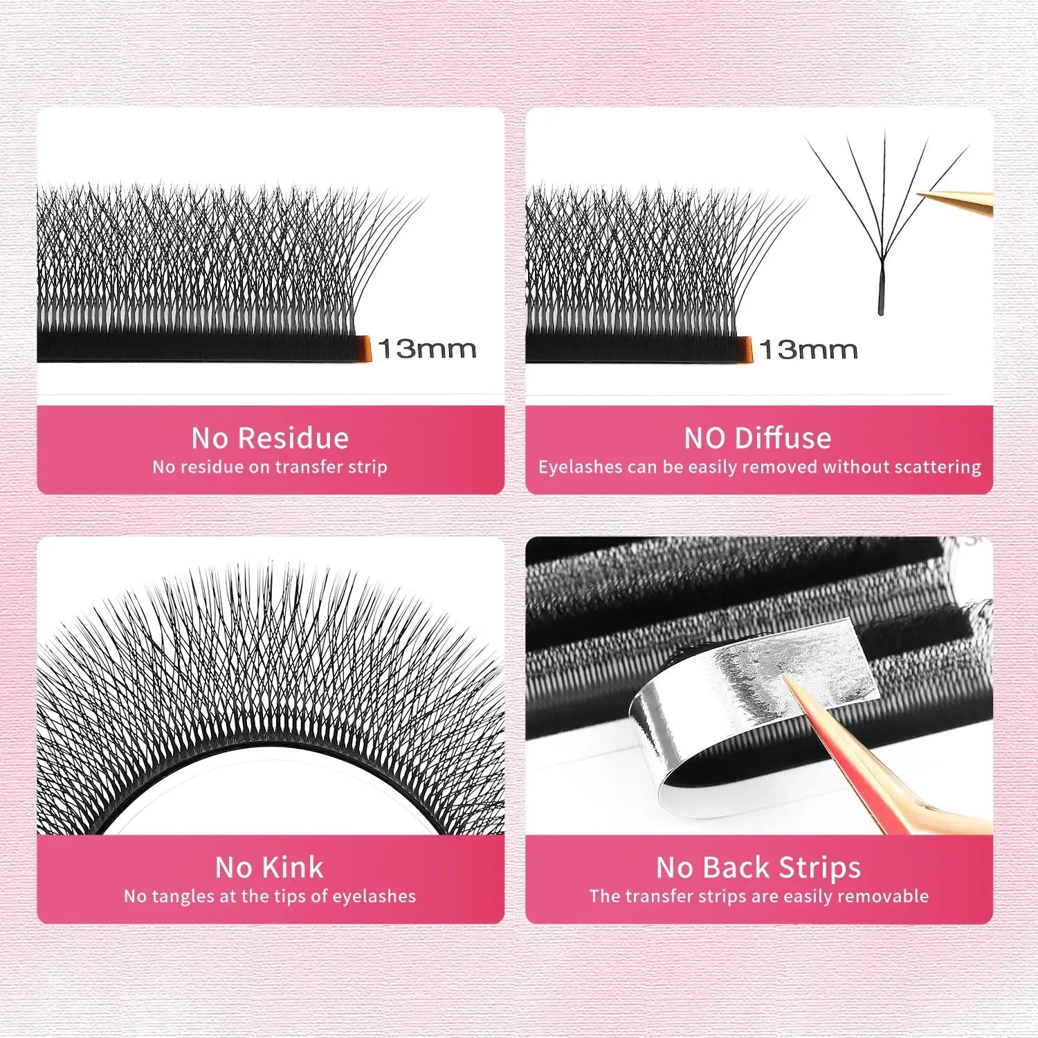XIUSUZAKI 5D W Lashes Premade Fans Black Brown Natural Look Extensions All Day