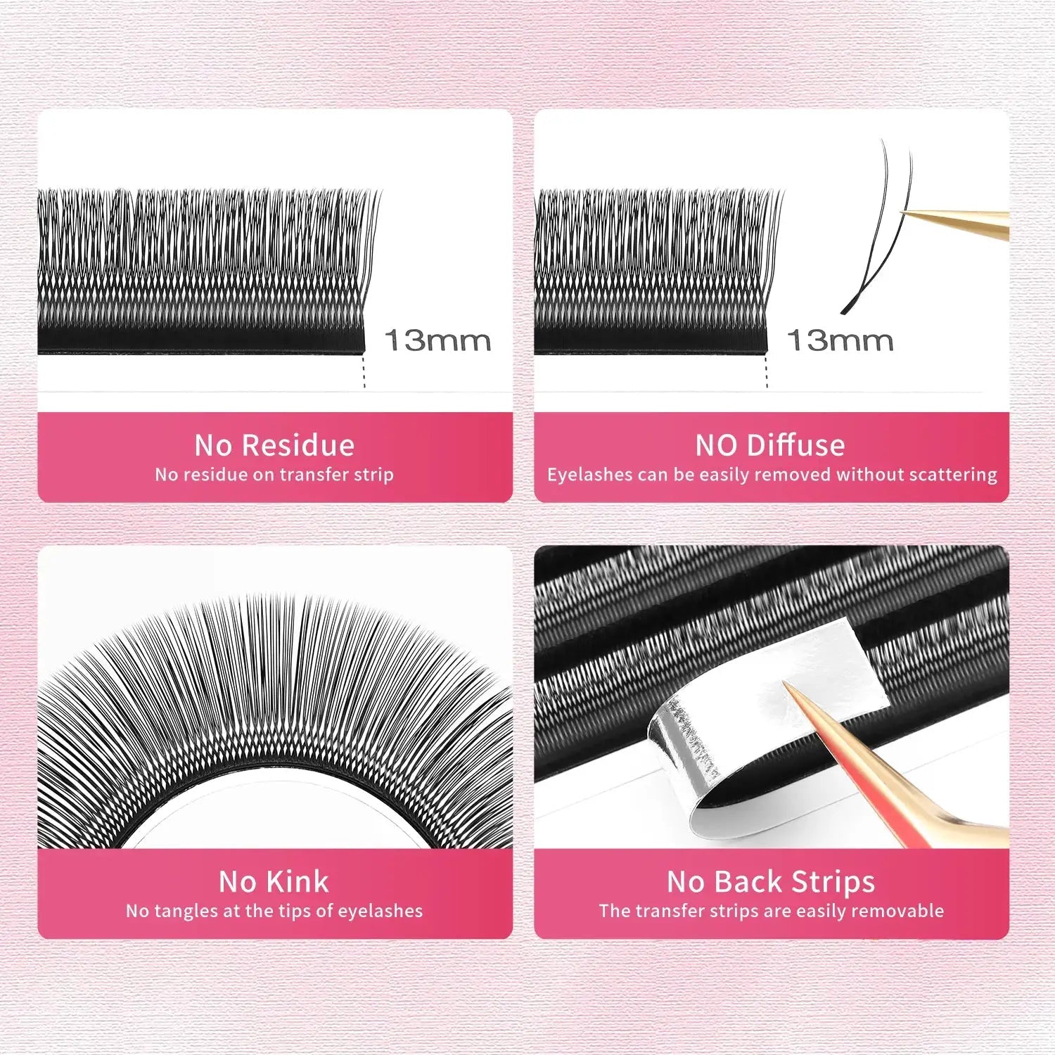 XIUSUZAKI U Shaped Flower Eyelash Extensions Matte Black 2D Premade Fans Volume
