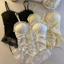 Y2K Lace Crop Top Corset Detail Seductive Blouse For Night