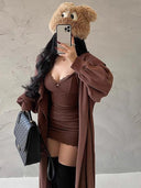 Y2K Lace Patchwork Black Bodycon Dress Statement Clubwear