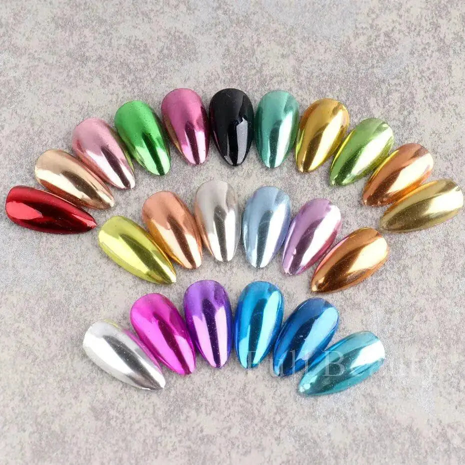 Y2K Magic Mirror Nail Powder Set Vibrant Chrome Shades