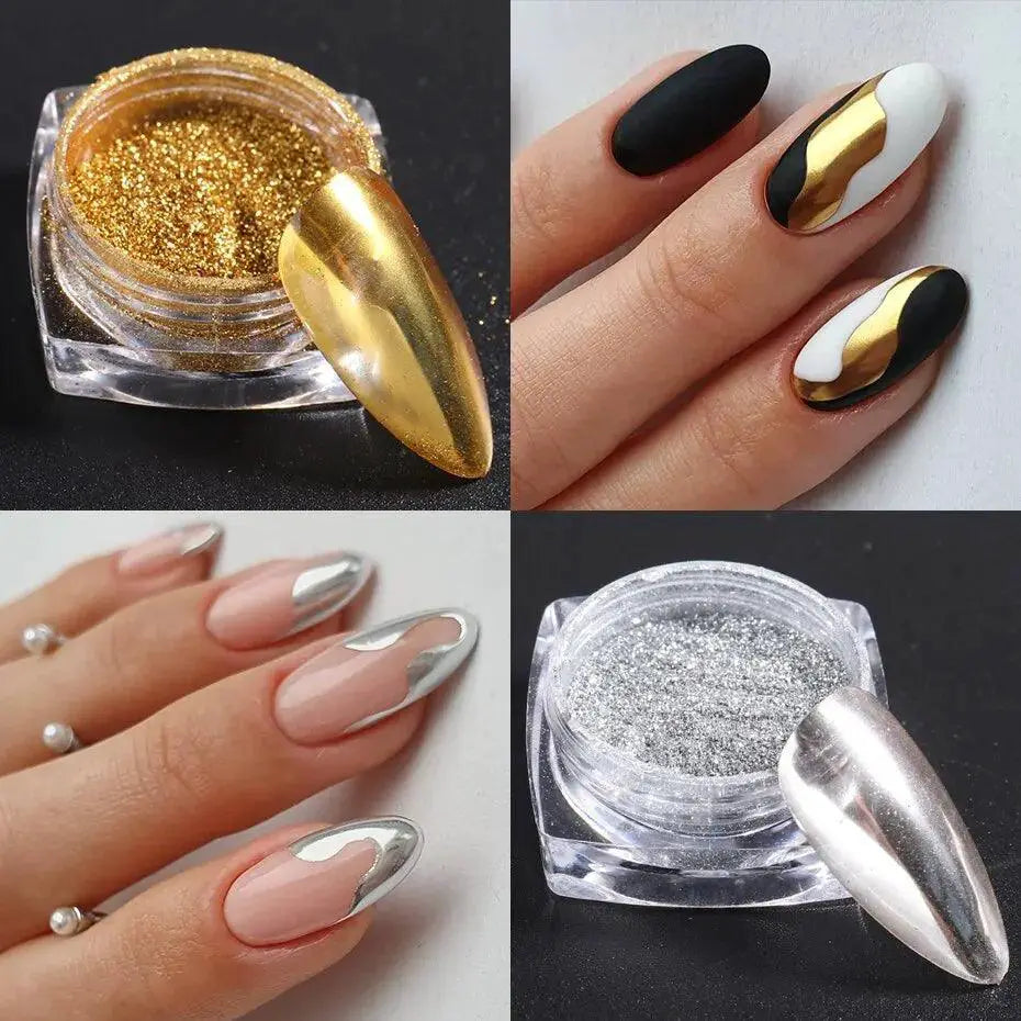 Y2K Magic Mirror Nail Powder Set Vibrant Chrome Shades