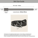 Y2K Punk Star Eyelet Black Rivet Belt Unisex PU Leather for Women and Men