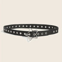 Y2K Punk Star Eyelet Black Rivet Belt Unisex PU Leather for Women and Men