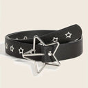 Y2K Punk Star Eyelet Black Rivet Belt Unisex PU Leather for Women and Men
