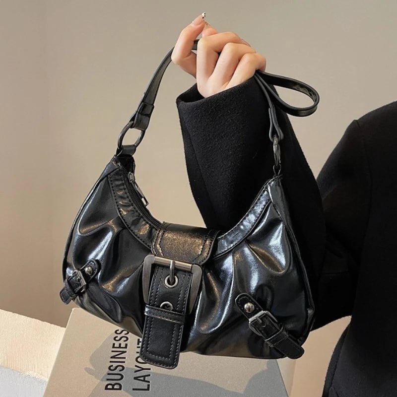 Y2K Retro Pleated Hobo Shoulder Bag For Women Travel Handbag Clutch Everyday Use