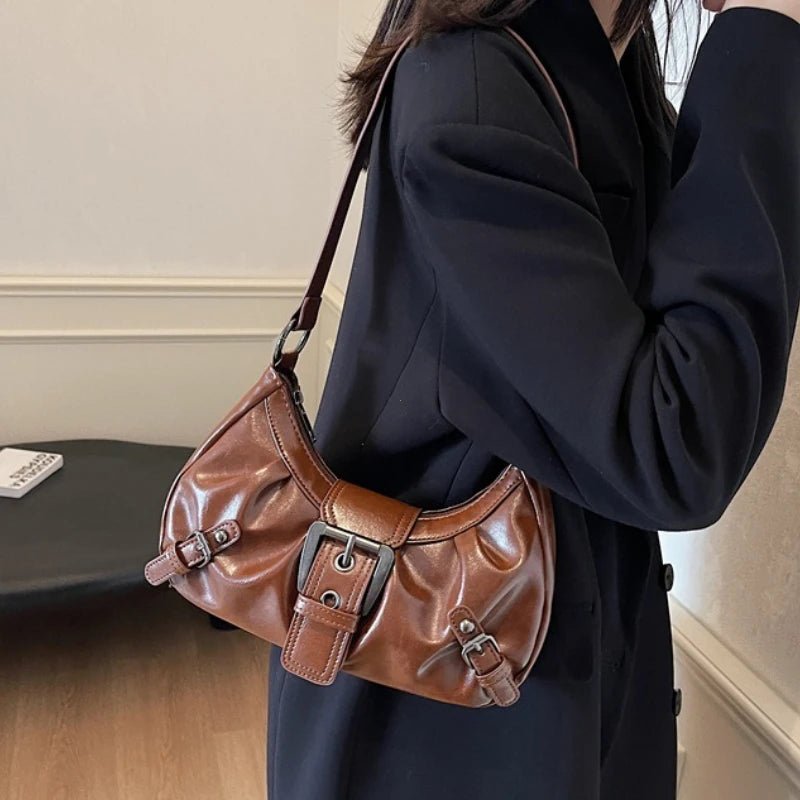 Y2K Retro Pleated Hobo Shoulder Bag For Women Travel Handbag Clutch Everyday Use