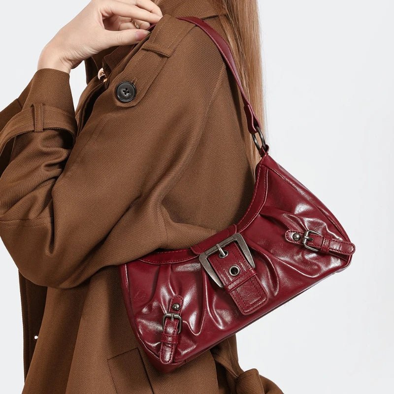 Y2K Retro Pleated Hobo Shoulder Bag For Women Travel Handbag Clutch Everyday Use
