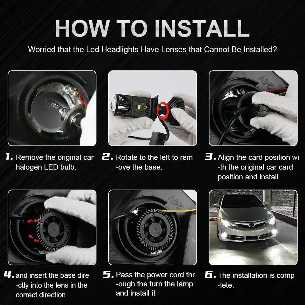 Y6D LED Projector Headlights Hi Lo Beam Set For Vehicle