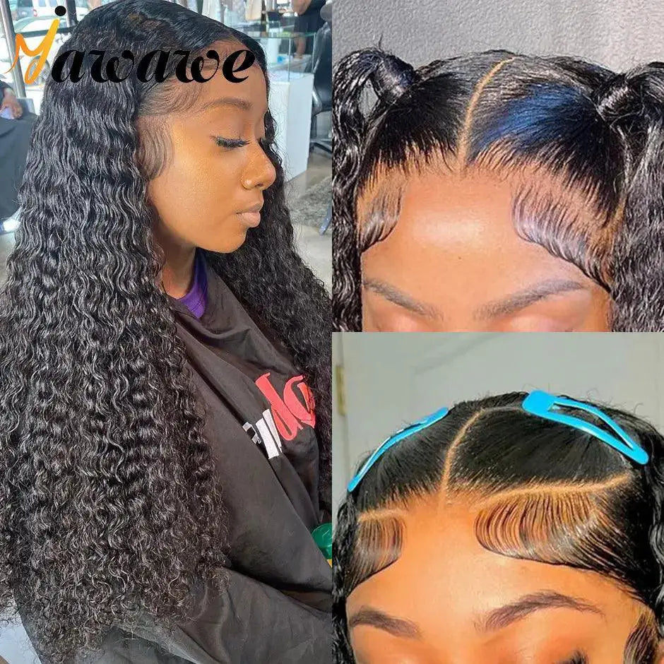 YAWAWE HD Lace Water Wave Wig Remy Brazilian Hair Style