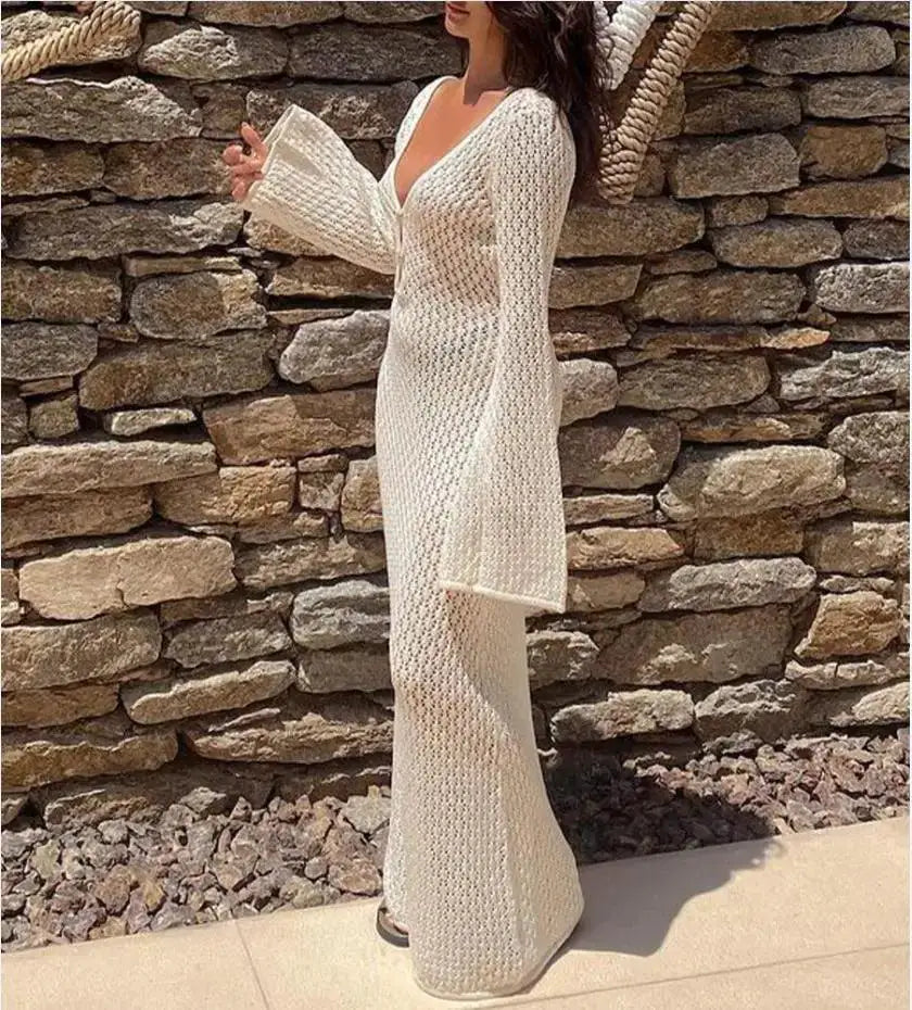 Yiiciovy Hollow Out V Neck Beach Cover Up Ultimate Glamour