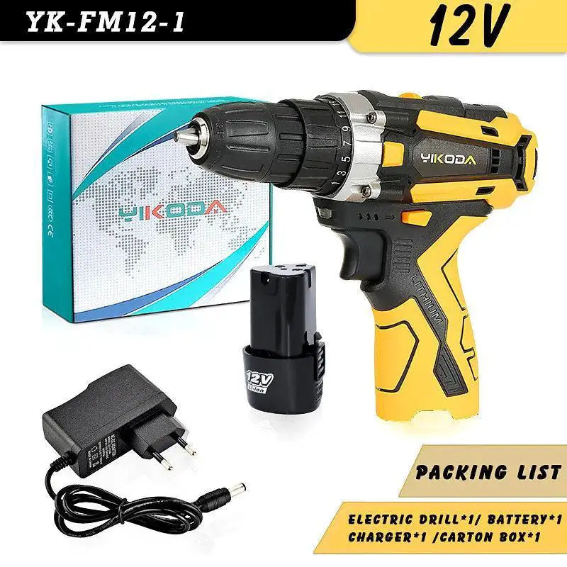 YIKODA 12V 16.8V 21V Rechargeable Cordless Drill For Home