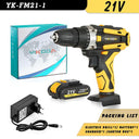 YIKODA Rechargeable Cordless Electric Drill 12V 16.8V 21V Multi-Function Tool