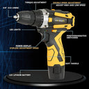 YIKODA Rechargeable Cordless Electric Drill 12V 16.8V 21V Multi-Function Tool