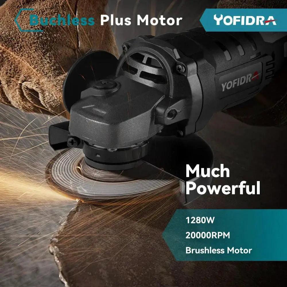Yofidra 125mm Brushless Cordless Angle Grinder 3 Gears
