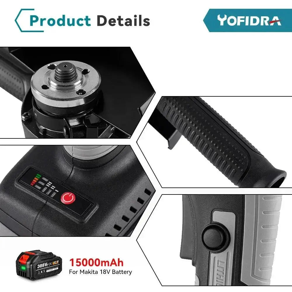 Yofidra 125mm Brushless Cordless Angle Grinder 3 Gears