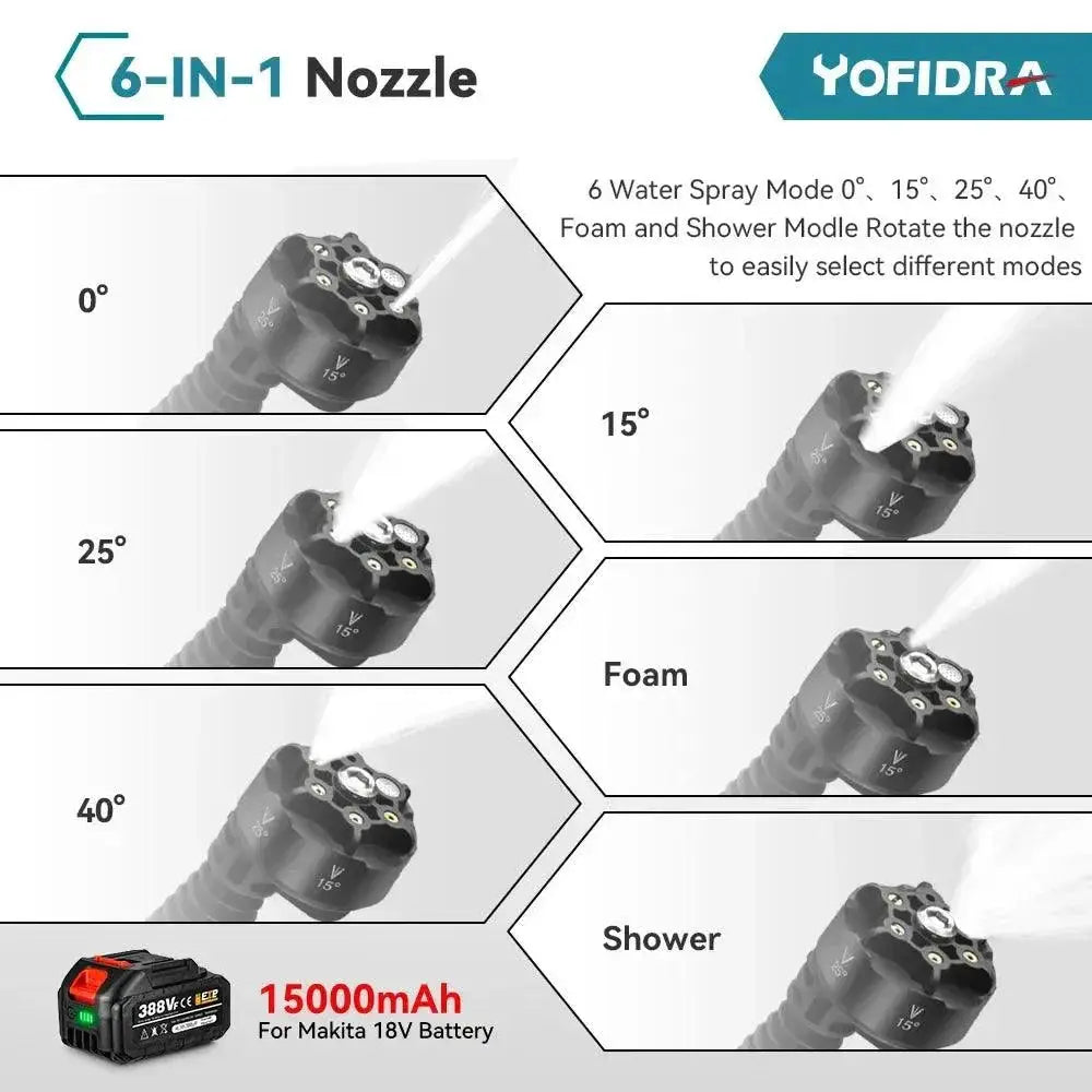 200 Bar Brushless Water Gun With Six In One Nozzles