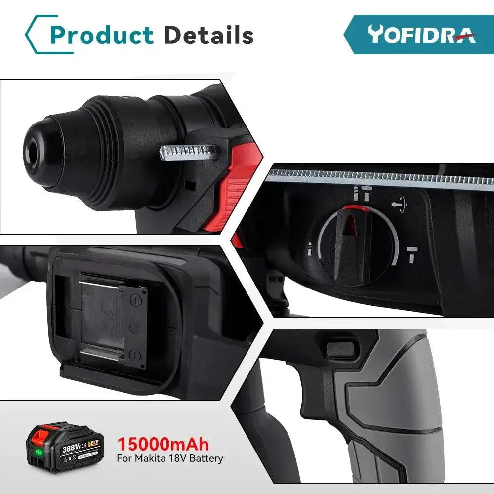 Yofidra 26mm Brushless Cordless Hammer Drill Tool Pro