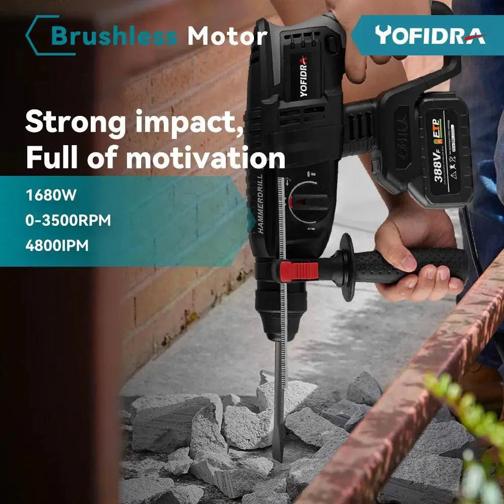 Yofidra 26mm Brushless Cordless Hammer Drill Tool Pro