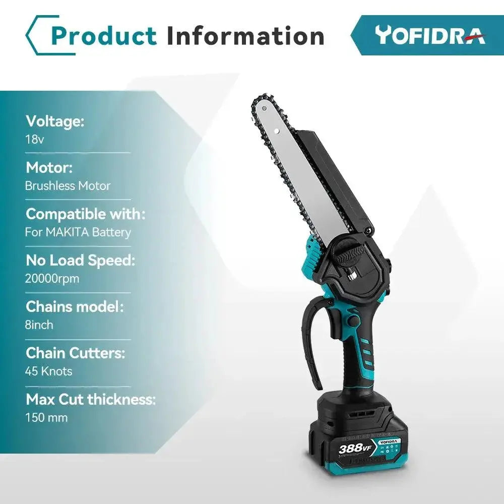 Yofidra 8 Inch Brushless Cordless Electric Chainsaw