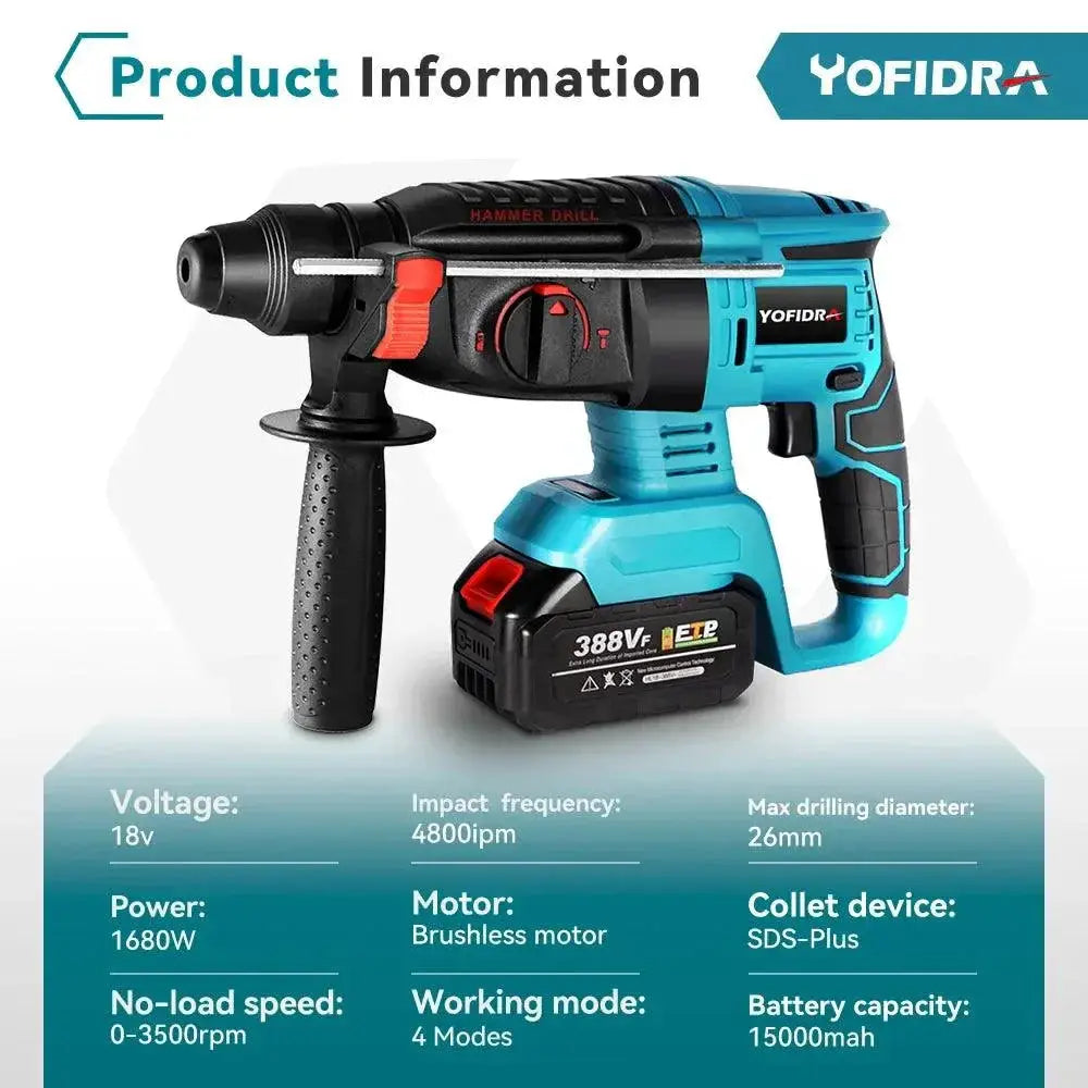 Yofidra Brushless Hammer Drill For Professional Use