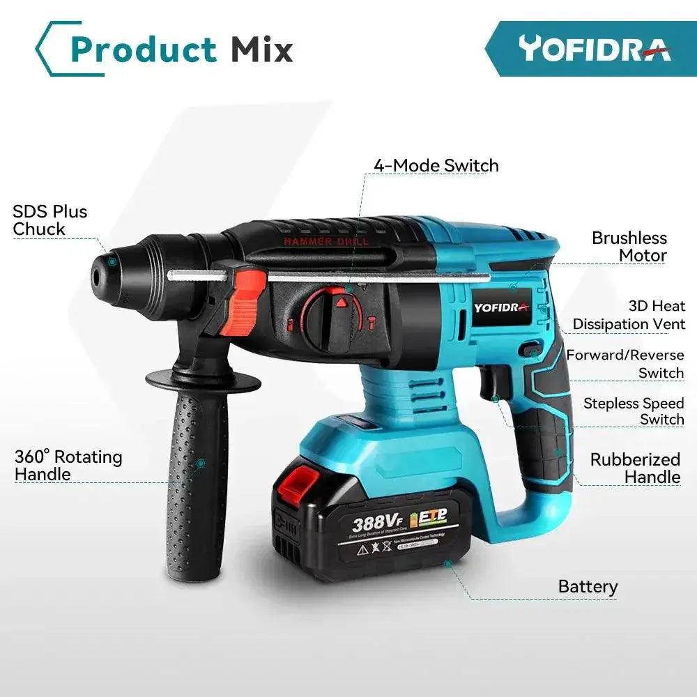 Yofidra Brushless Hammer Drill For Professional Use