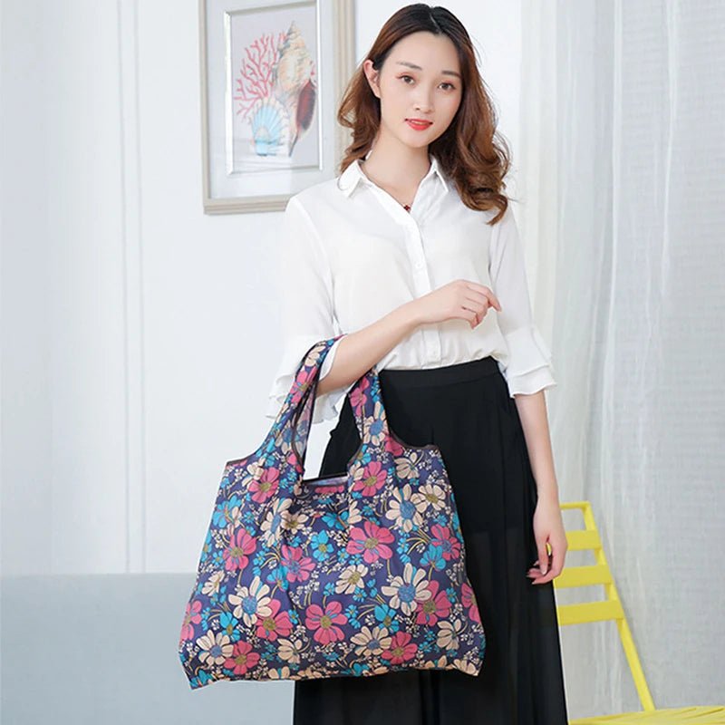 Yogodlns Canvas Folding Travel Tote Bag Large Capacity Reusable Grocery Tote Bag