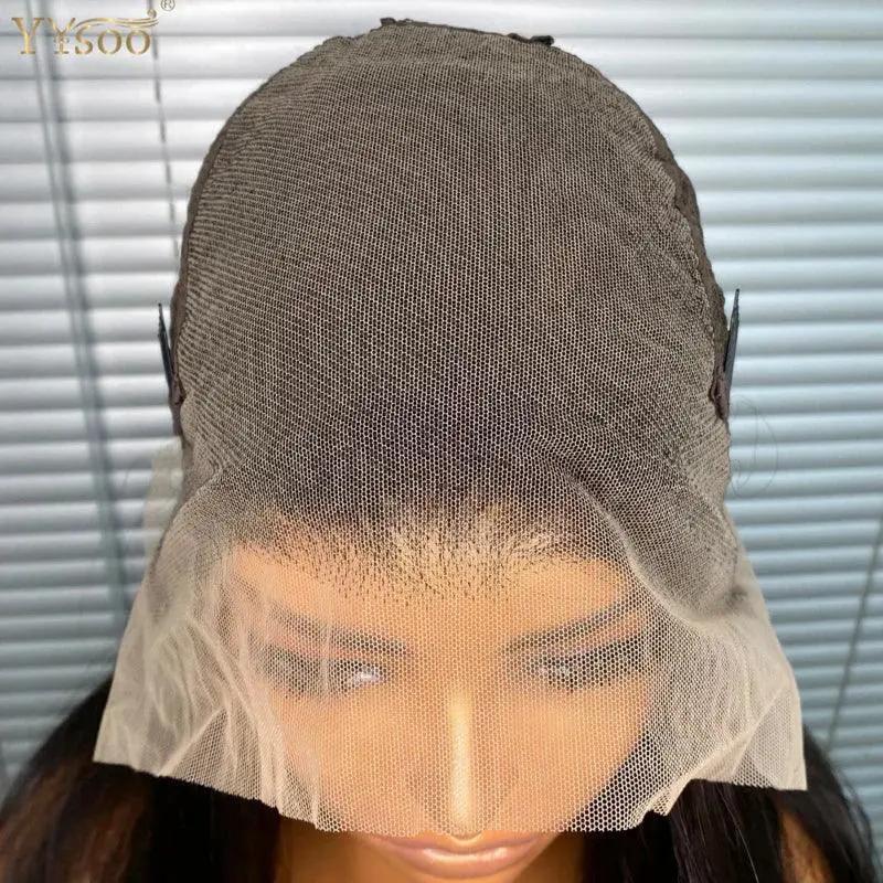 YYsoo Long Black Body Wave Lace Front Wig Heat Resistant