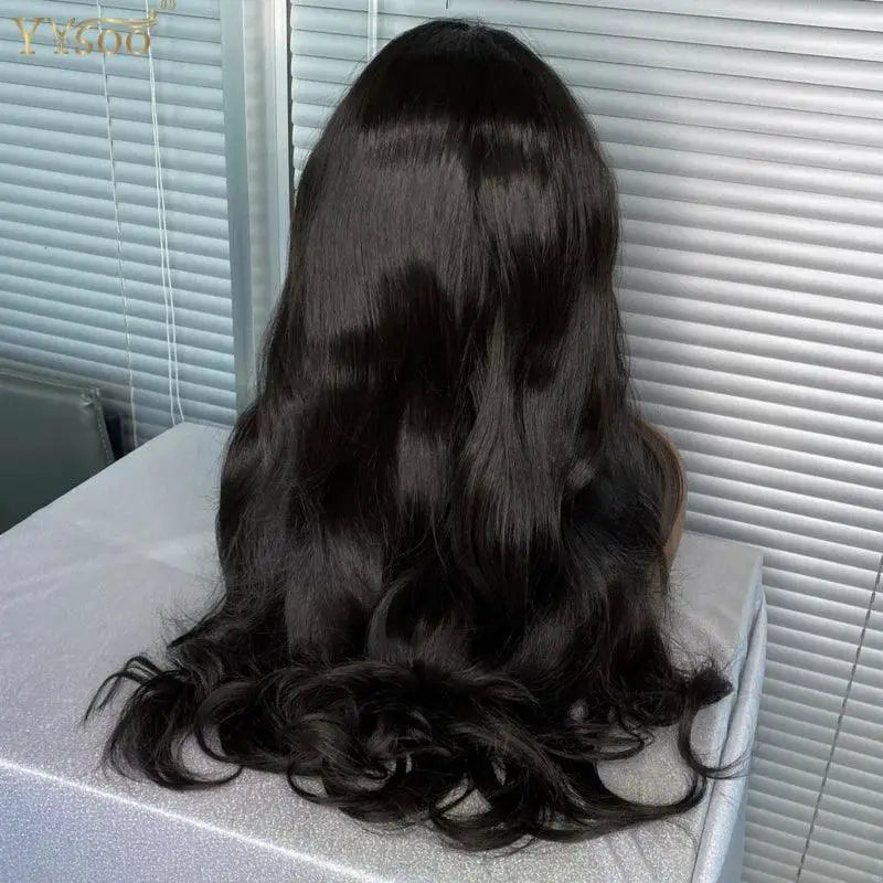 YYsoo Long Black Body Wave Lace Front Wig Heat Resistant