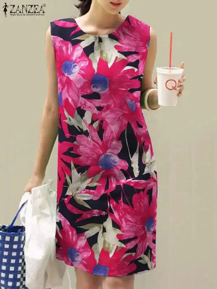ZANZEA Bohemian Sundress Vintage Charm Cotton Floral Women