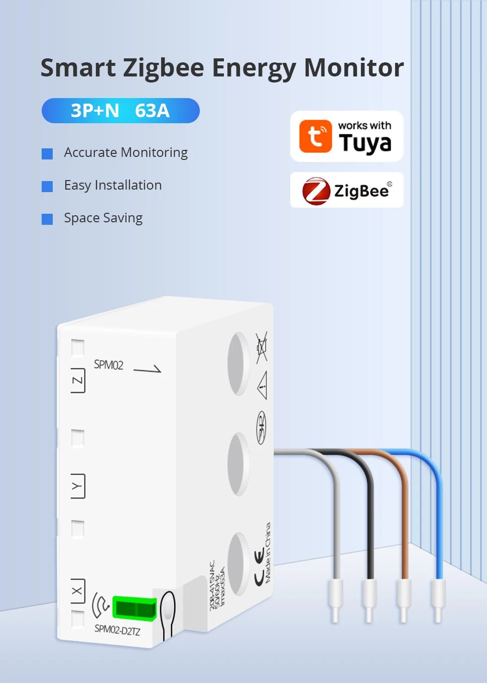 Zemismart Zigbee Energy Meters 3 Phases 4 Wire Power Meter - Tuya Home Assistant