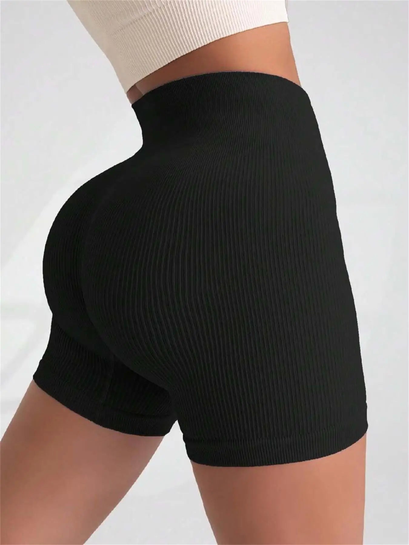ZenFlex High Waisted Yoga Shorts - Lift And Shape Seamless Knit Ribbed TextureXt