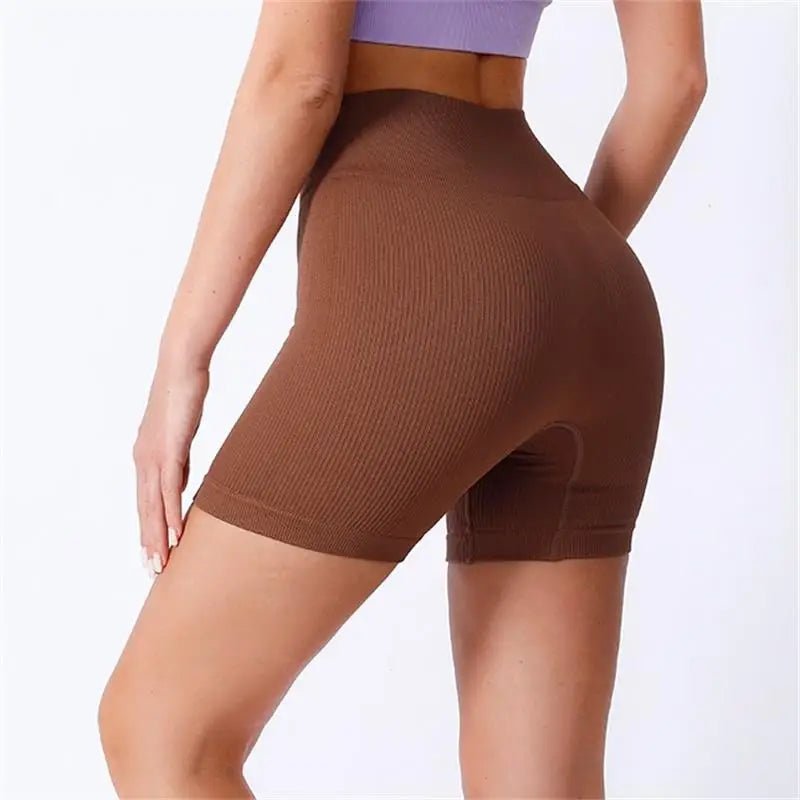 ZenFlex High Waisted Yoga Shorts - Lift And Shape Seamless Knit Ribbed TextureXt
