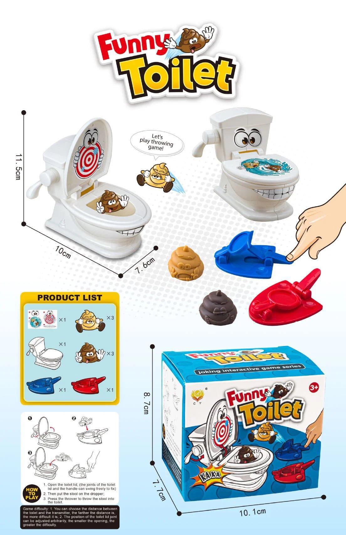 ZenPlay Mini Toilet Stress Toy Two Player Catapult Game - Fast Stress Relief Now