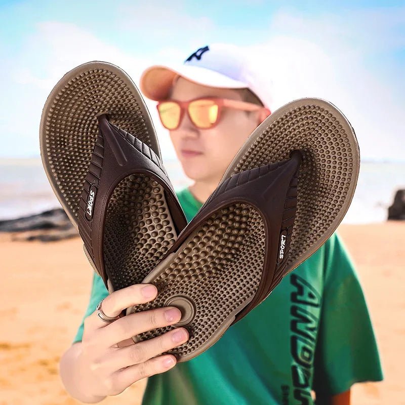 ZenSteps Massage Flip Flops For Men - Breathable Sandals Massage Footbed Size 46