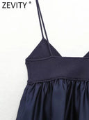 Zevity Patchwork Pleated Blouse Stylish V-Neck Knit Top