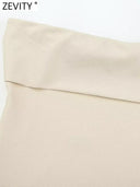 Zevity Women Sexy Off-Shoulder Blouse Chic Zip-Up Top Fashion