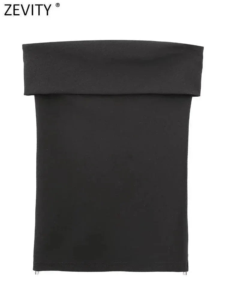 Zevity Women Sexy Off Shoulder Blouse Zip Up Fashion Top