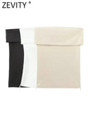 Zevity Women Sexy Off-Shoulder Blouse Chic Zip-Up Top Fashion