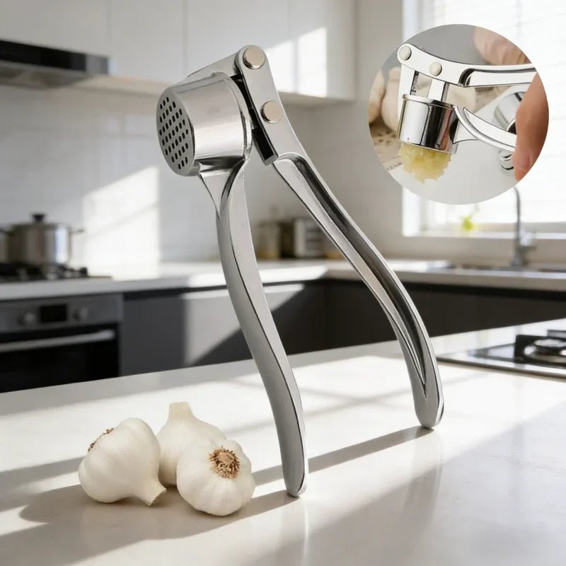 Zinc Alloy Manual Garlic Press And Ginger Crusher Easy Clean Kitchen Gadget Plus