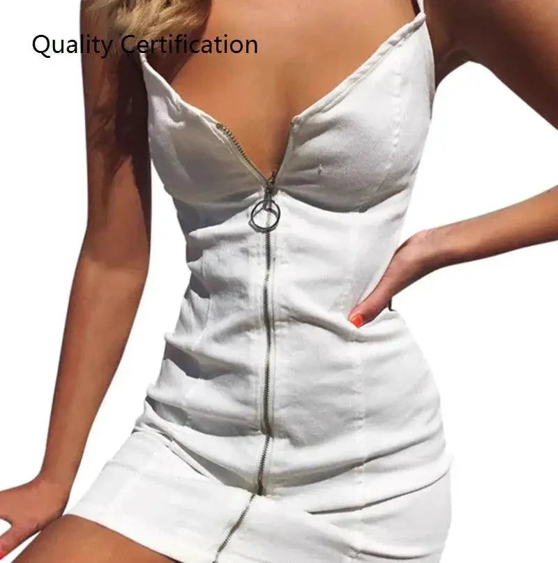 Chic V-Neck Zipper Dress for Night Out — product view 8